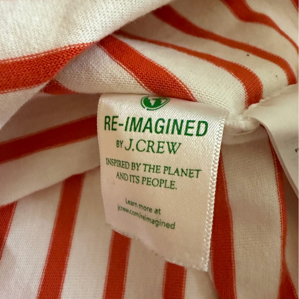 J.Crew Orange White Stripe Tie Back Top 3/4 Sleeve Cotton Size Small Nautical - Picture 5 of 8